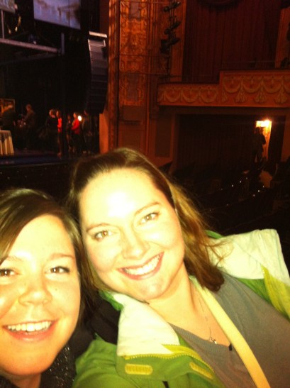 We went down to the orchestra section, but couldn't see the cast anywhere.