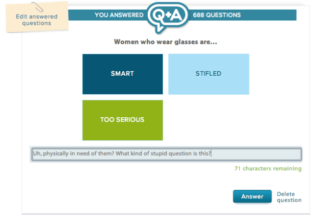 eHarmony asks hard-hitting questions like this one. I didn't actually answer it because really, what are those choices?