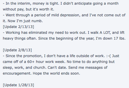 You know this is a dating site and not your diary, right dude?