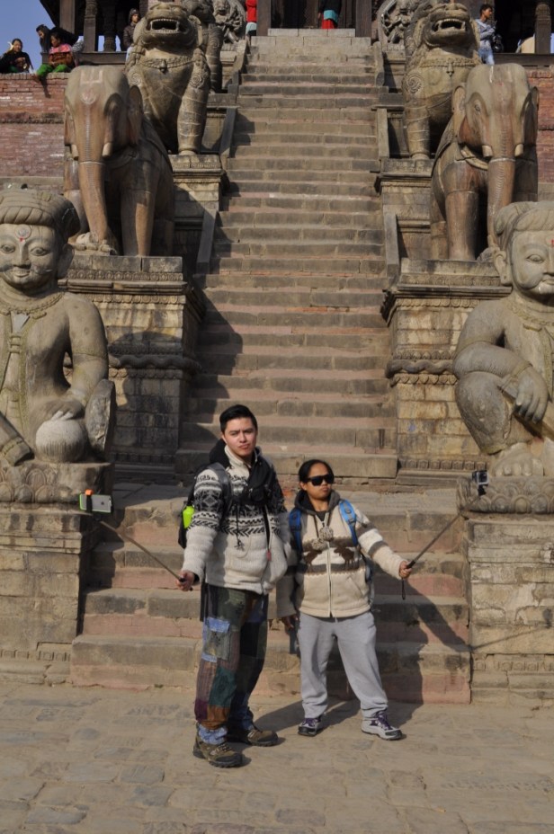 The siblings (Joel and Julez) with their selfie sticks. Say what you want about selfie sticks - they came in really handy on this trip.