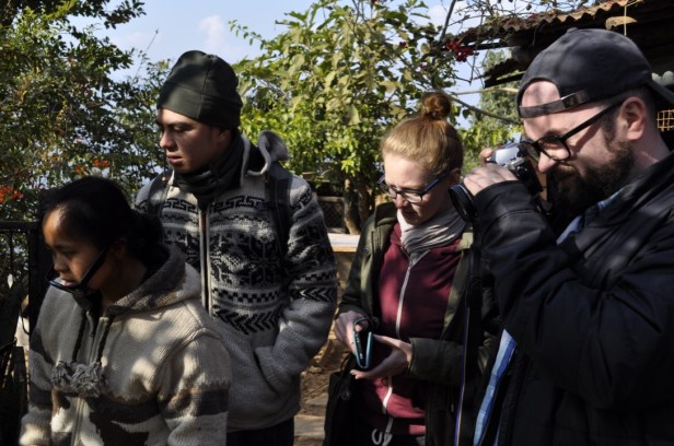 I don't remember what they were looking at, but I love how confused they all look.